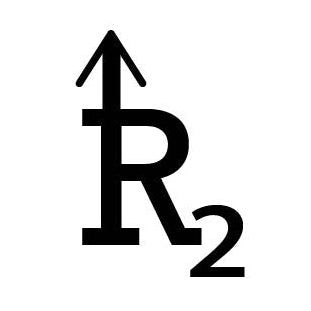 Ranchito de la Redención brand mark logo featuring a stylized upward arrow and R2 letterform symbol in black on white background.